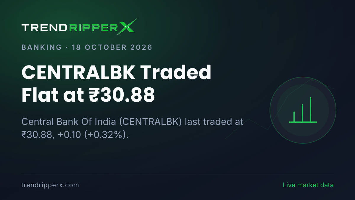CENTRALBK Traded Flat at ₹30.88: Inside the Quarterly Results Story Moving Central Bank Of India Shares