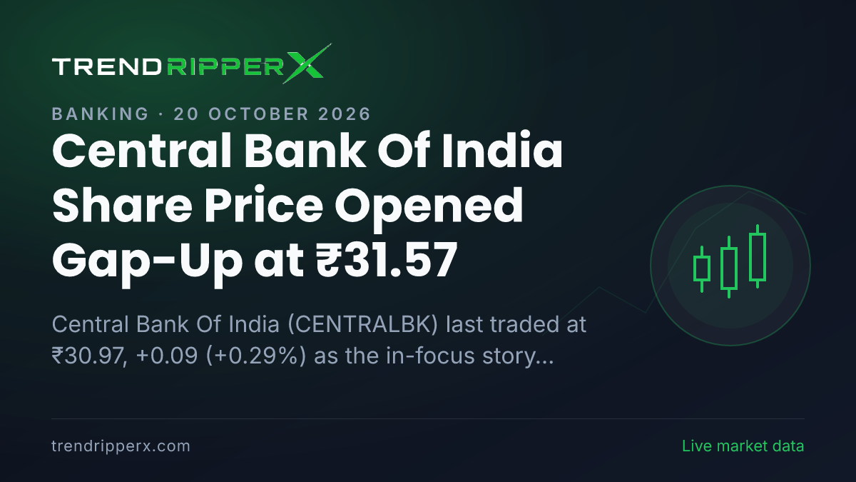 Central Bank Of India Share Price Opened Gap-Up at ₹31.57: What Is Driving CENTRALBK In Monday's Session, and the Levels That Matter