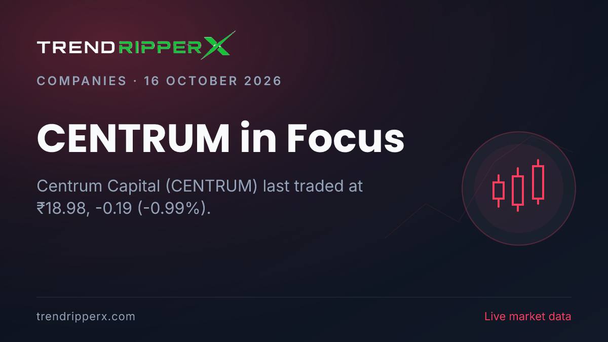 CENTRUM in Focus: Centrum Capital Share Price Slipped to 52-Week Low in the News Today