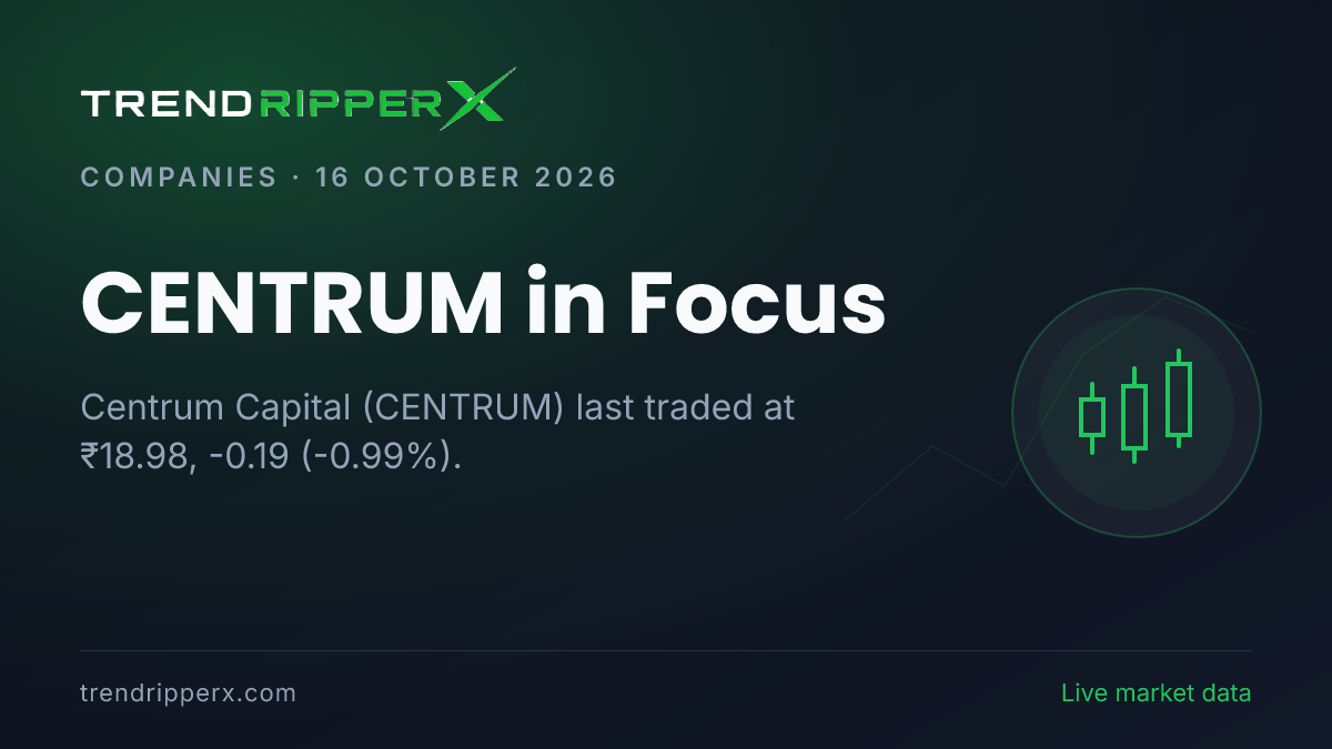 CENTRUM in Focus: Centrum Capital Share Price Slipped to 52-Week Low in the News Today
