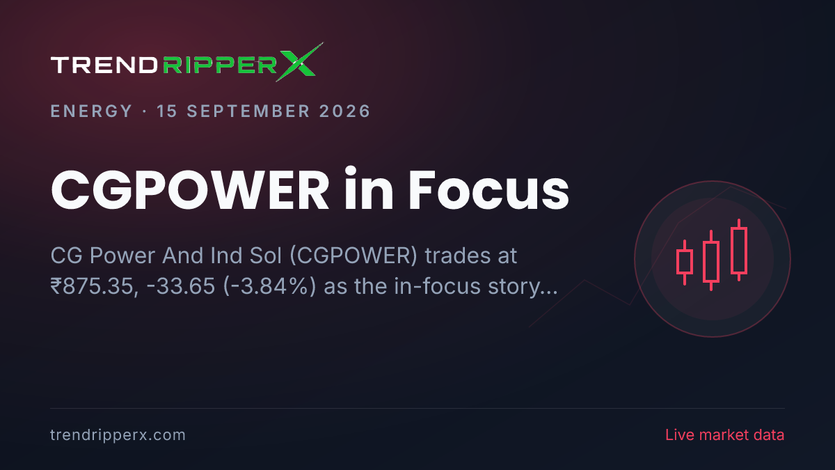 CGPOWER in Focus: CG Power And Ind Sol Share Price Drops 3.84% to ₹875.35 on Rising Newsflow
