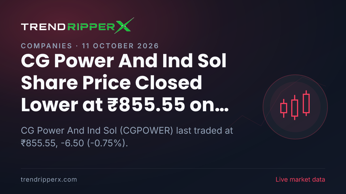 CG Power And Ind Sol Share Price Closed Lower at ₹855.55 on Brokerage Call News — What It Means for Investors
