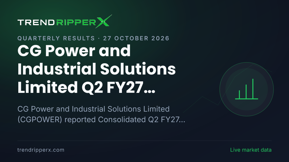CG Power and Industrial Solutions Limited Q2 FY27 Results: Net Profit ₹409 cr, Revenue from operations ₹3,802 cr