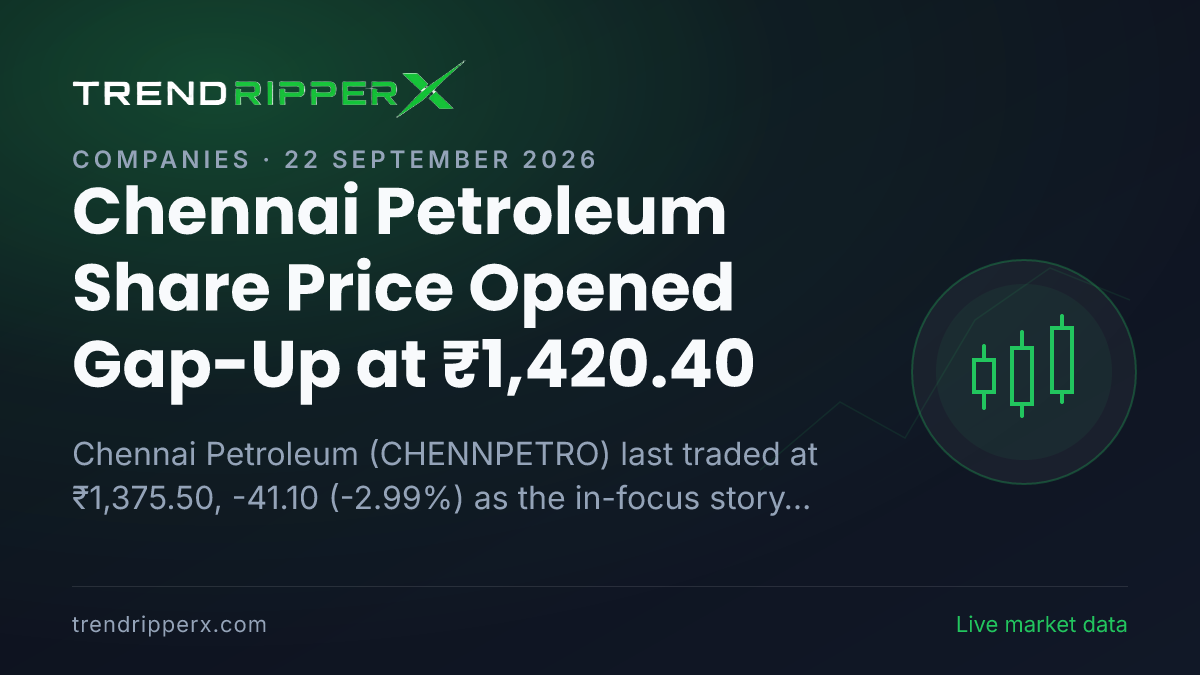 Chennai Petroleum Share Price Opened Gap-Up at ₹1,420.40: What Is Driving CHENNPETRO In Monday's Session, and the Levels That Matter