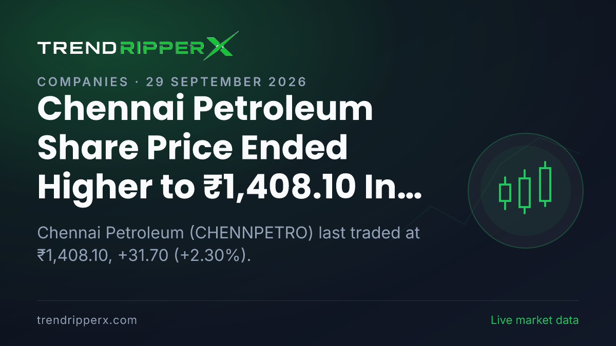 Chennai Petroleum Share Price Ended Higher to ₹1,408.10 In Monday's Session — Volumes, 52-Week Range and What to Watch Next