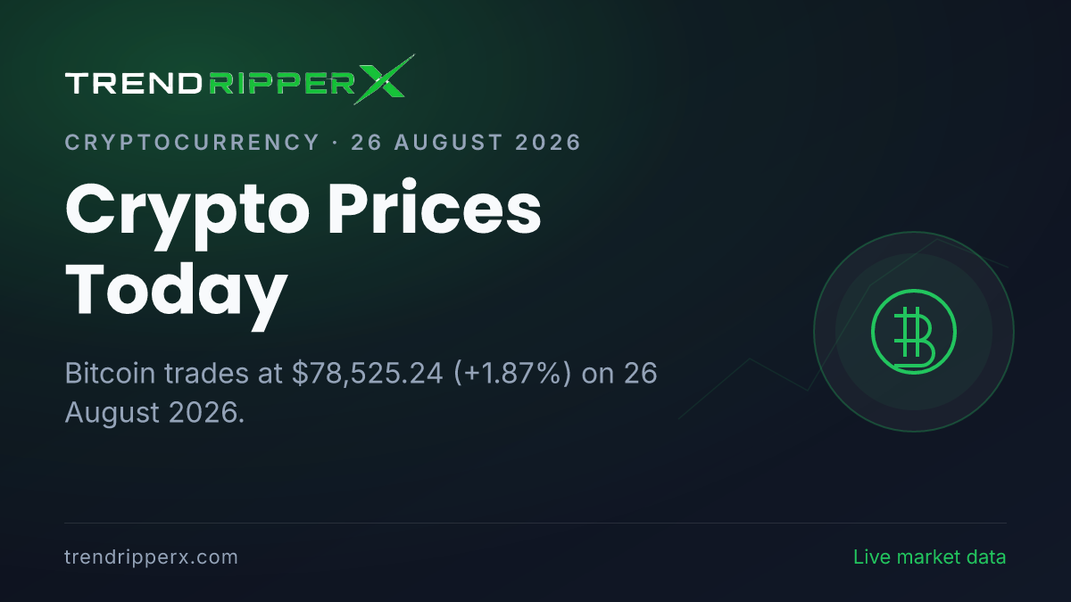 Crypto Prices Today (26 August 2026): Bitcoin Rises to $78,525.24