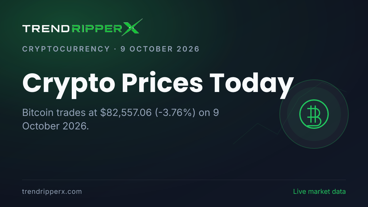Crypto Prices Today (9 October 2026): Bitcoin Falls to $82,557.06