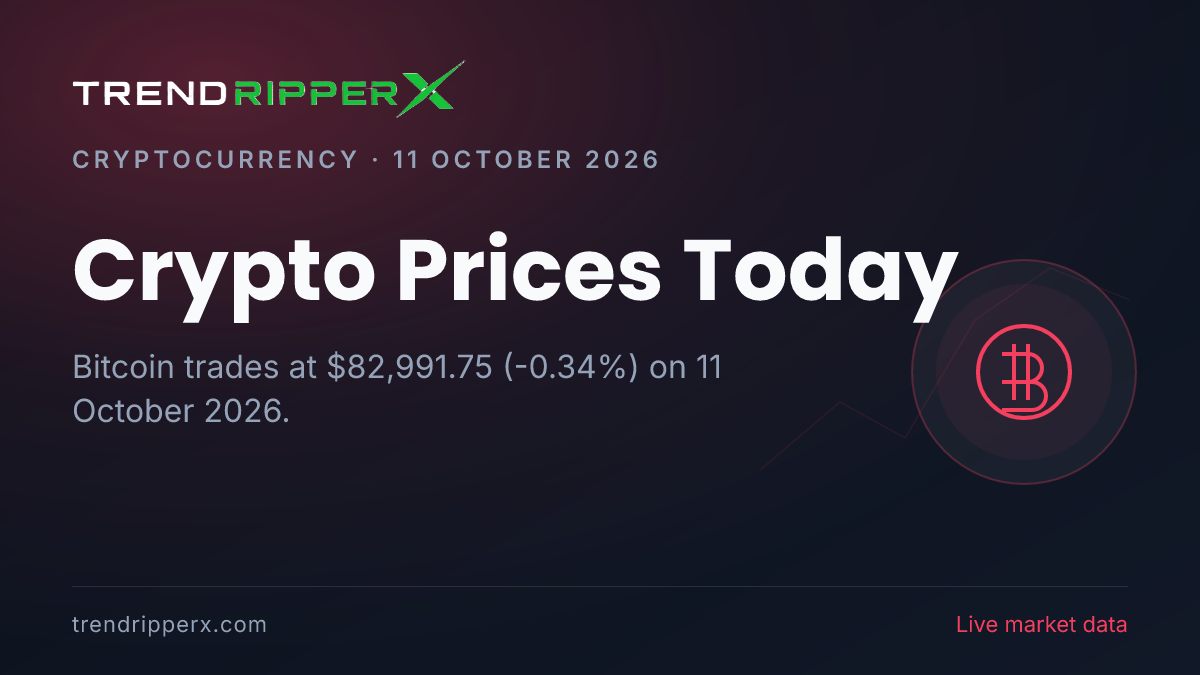 Crypto Prices Today (11 October 2026): Bitcoin Falls to $82,991.75