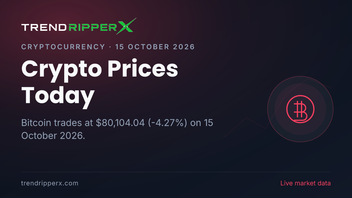 Crypto Prices Today (15 October 2026): Bitcoin Falls to $80,104.04