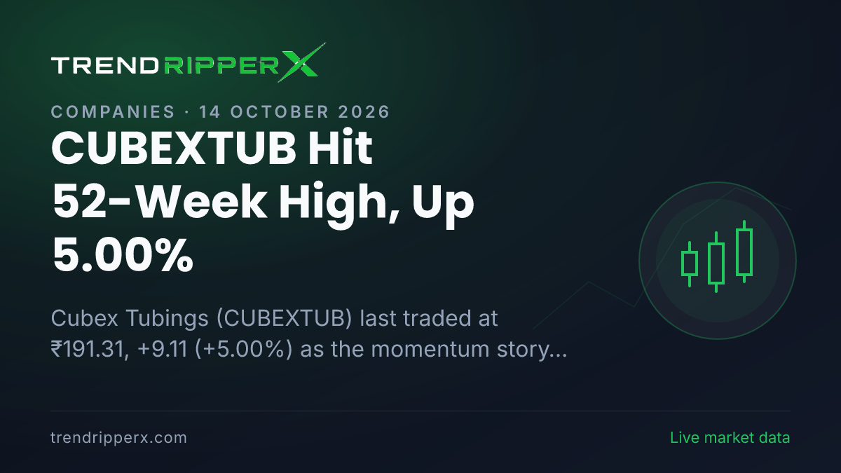 CUBEXTUB Hit 52-Week High, Up 5.00%: Inside the Momentum Story Moving Cubex Tubings Shares