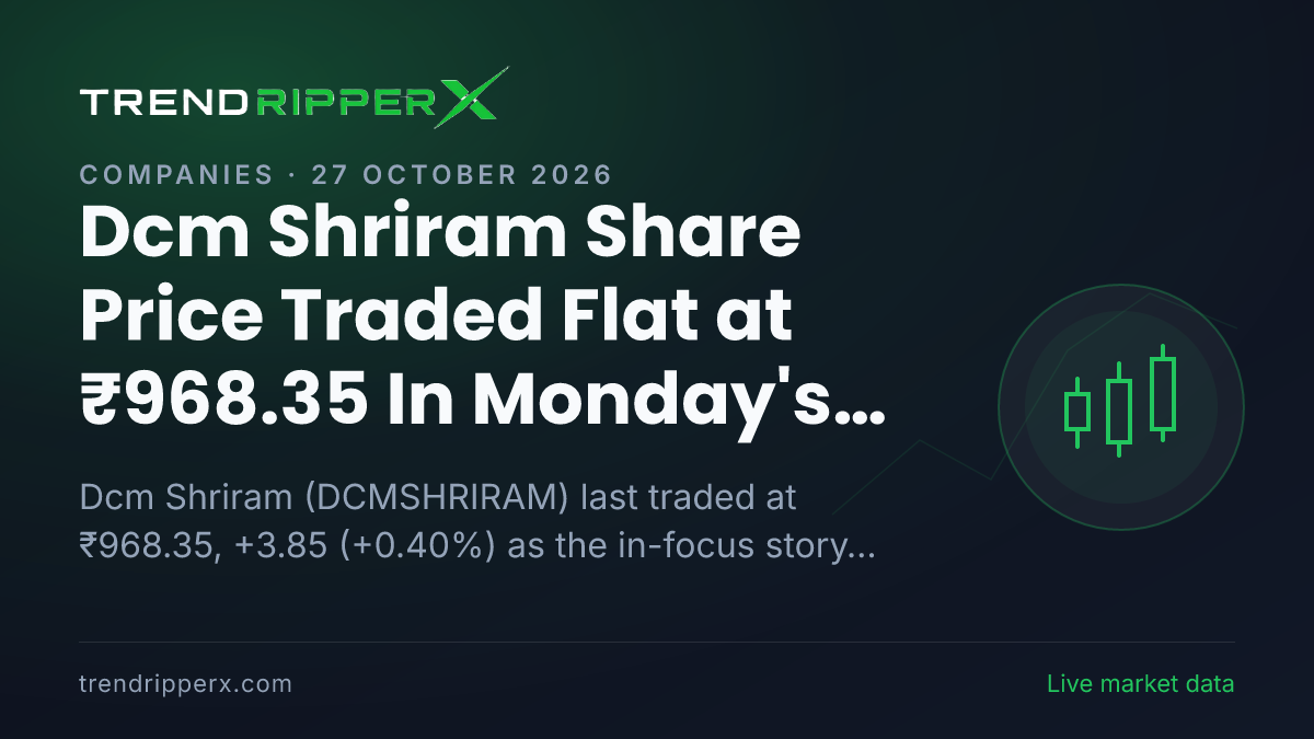 Dcm Shriram Share Price Traded Flat at ₹968.35 In Monday's Session — Volumes, 52-Week Range and What to Watch Next