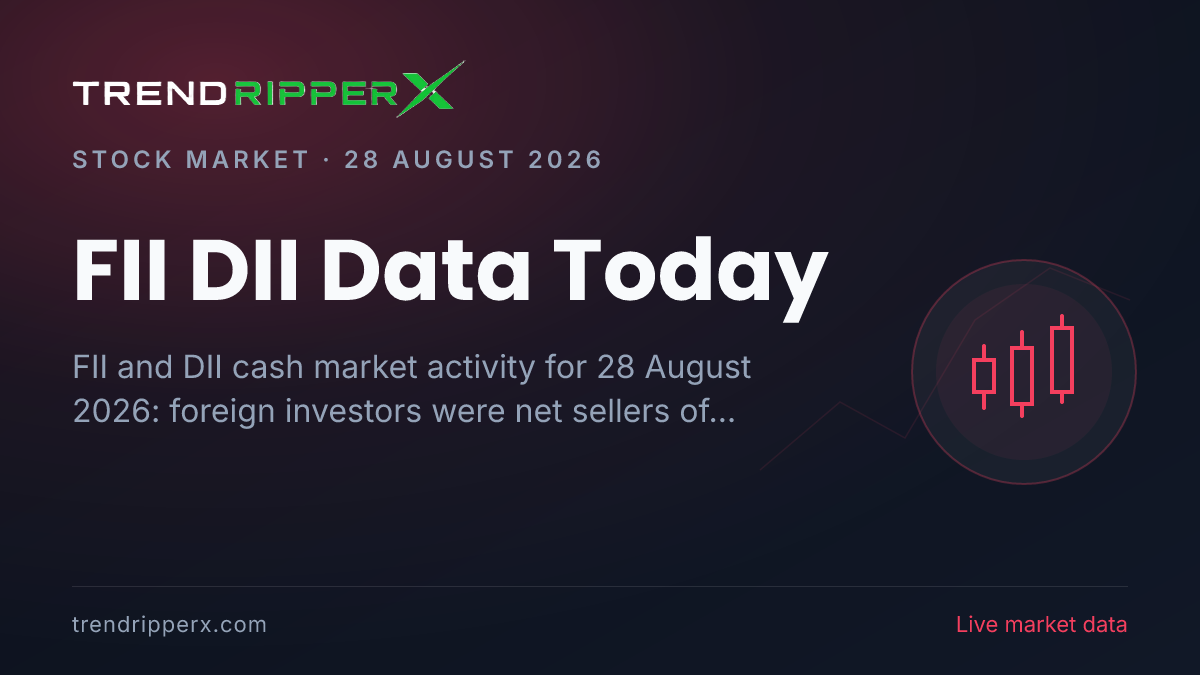 FII DII Data Today (28 August 2026): Foreign Investors Sell ₹5,040 Crore, Domestic Funds Buy ₹5,184 Crore