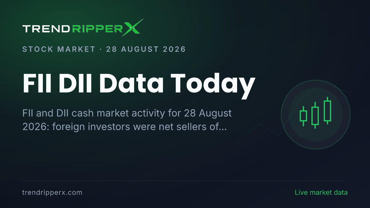 FII DII Data Today (28 August 2026): Foreign Investors Sell ₹5,040 Crore, Domestic Funds Buy ₹5,184 Crore
