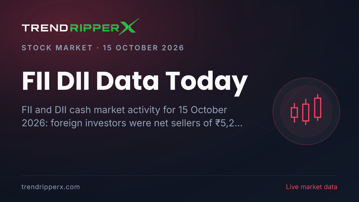 FII DII Data Today (15 October 2026): Foreign Investors Sell ₹5,285 Crore, Domestic Funds Buy ₹3,319 Crore