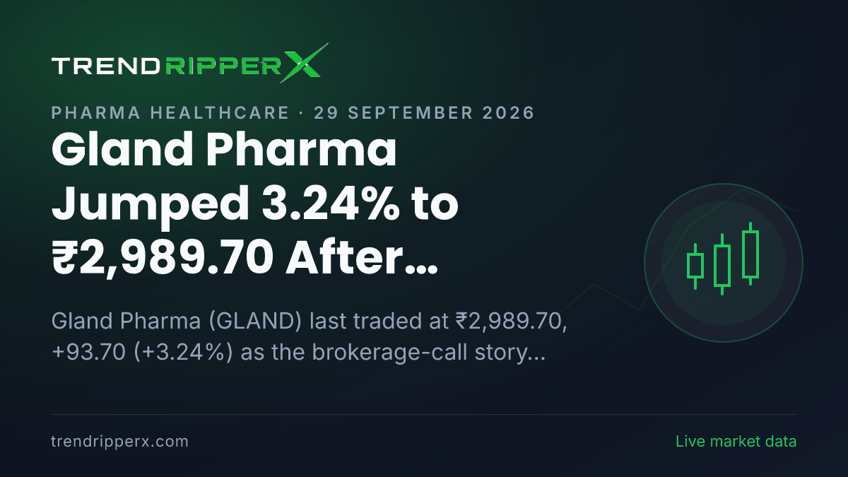 Gland Pharma Jumped 3.24% to ₹2,989.70 After Brokerage Call Update — Levels, Volumes and the Follow-Up to Track