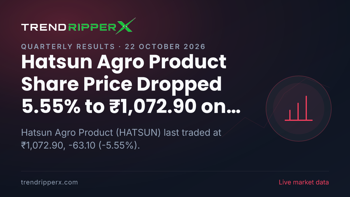 Hatsun Agro Product Share Price Dropped 5.55% to ₹1,072.90 on Quarterly Results News — What It Means for Investors