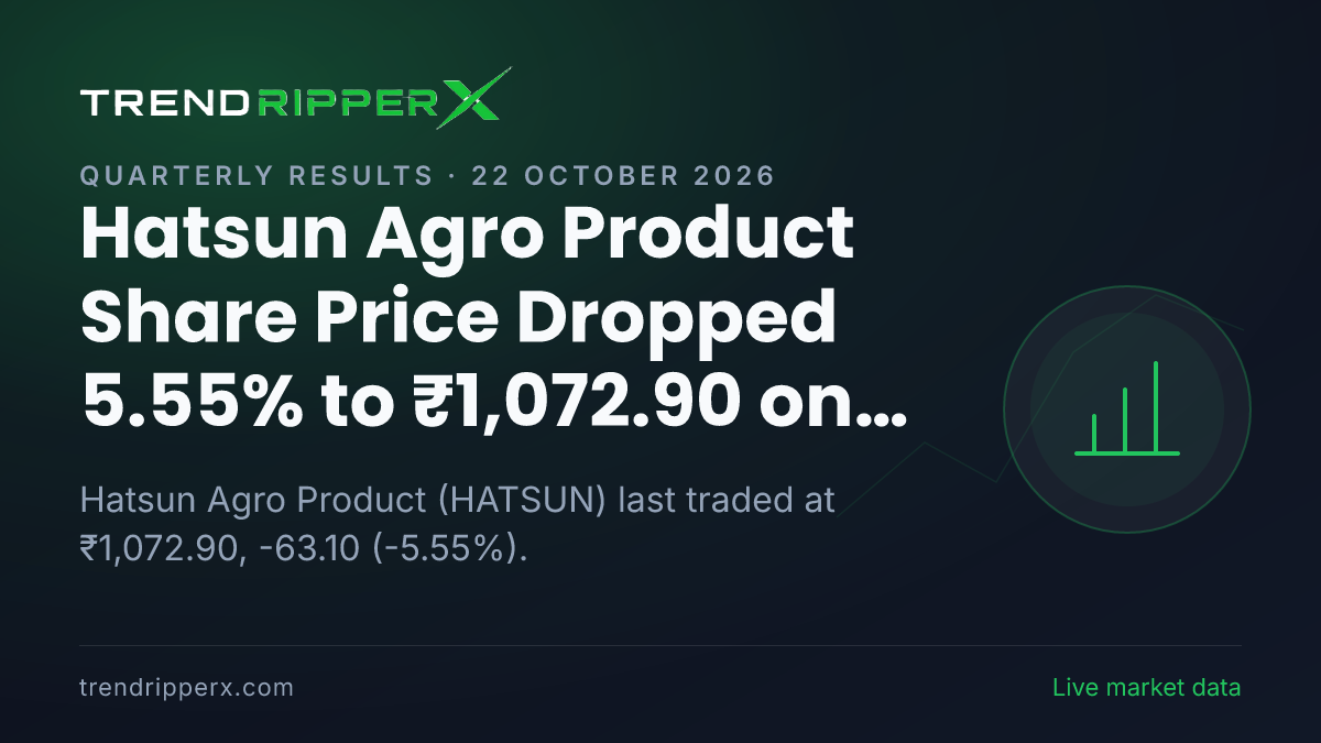 Hatsun Agro Product Share Price Dropped 5.55% to ₹1,072.90 on Quarterly Results News — What It Means for Investors