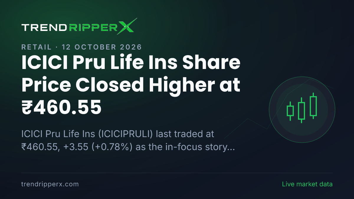 ICICI Pru Life Ins Share Price Closed Higher at ₹460.55: What Is Driving ICICIPRULI In Friday's Session, and the Levels That Matter