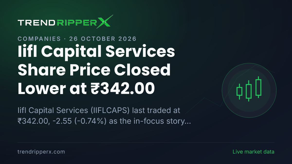 Iifl Capital Services Share Price Closed Lower at ₹342.00: What Is Driving IIFLCAPS In Friday's Session, and the Levels That Matter