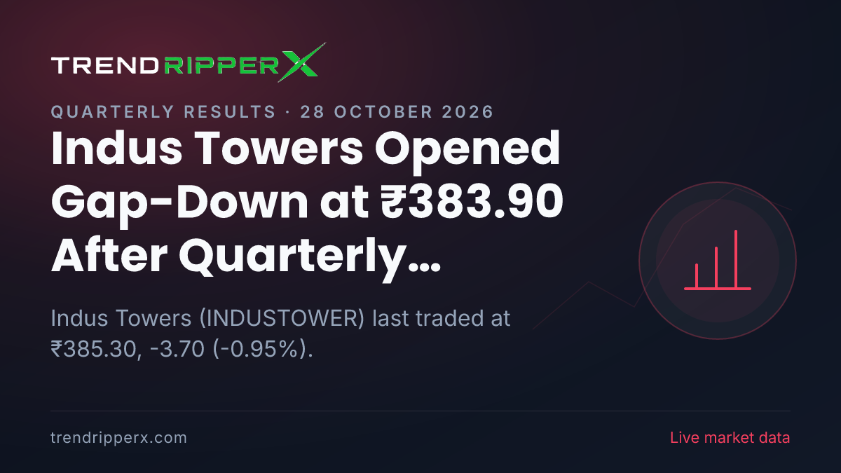 Indus Towers Opened Gap-Down at ₹383.90 After Quarterly Results Update — Levels, Volumes and the Follow-Up to Track