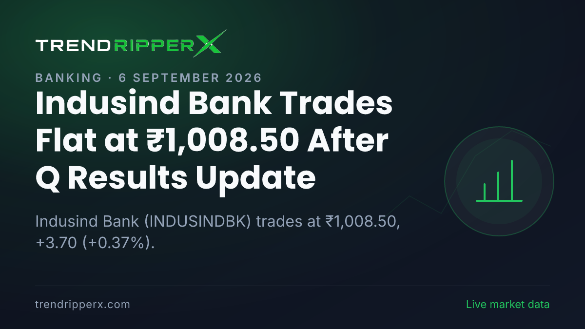 Indusind Bank Trades Flat at ₹1,008.50 After Q Results Update — Levels, Volumes and the Follow-Up to Track