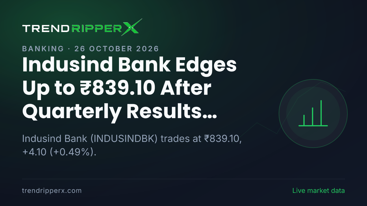 Indusind Bank Edges Up to ₹839.10 After Quarterly Results Update — Levels, Volumes and the Follow-Up to Track