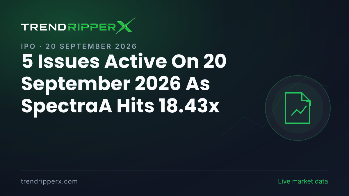 IPO Today: 5 Issues Active On 20 September 2026 As SpectraA Hits 18.43x