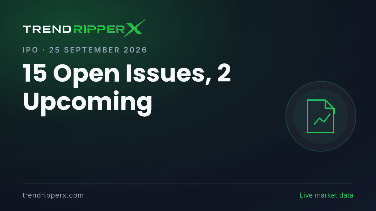 IPO Today (25 September 2026): 15 Open Issues, 2 Upcoming — Dates, Price Band, Subscription