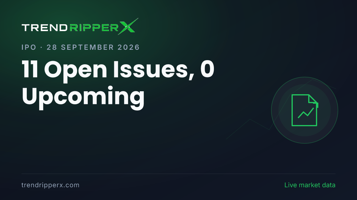 IPO Today (28 September 2026): 11 Open Issues, 0 Upcoming — Dates, Price Band, Subscription