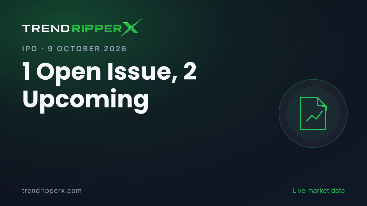 IPO Today (9 October 2026): 1 Open Issue, 2 Upcoming — Dates, Price Band, Subscription