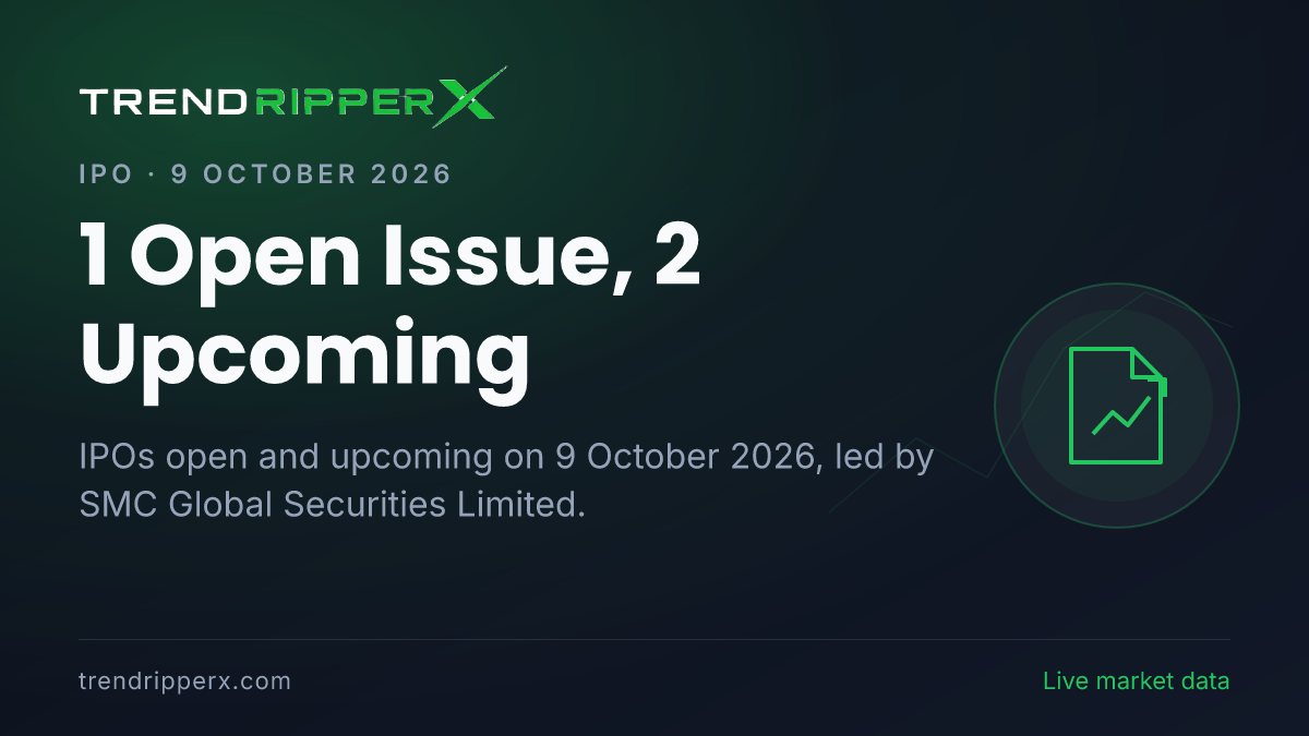 IPO Today (9 October 2026): 1 Open Issue, 2 Upcoming — Dates, Price Band, Subscription