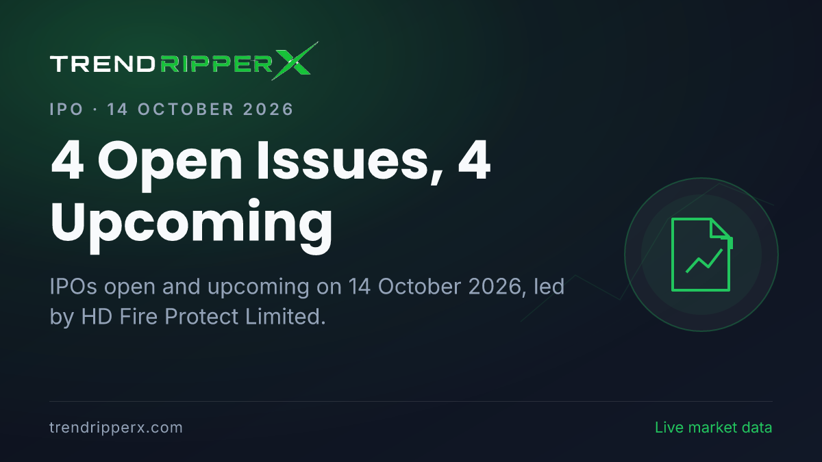 IPO Today (14 October 2026): 4 Open Issues, 4 Upcoming — Dates, Price Band, Subscription