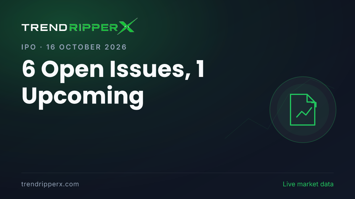 IPO Today (16 October 2026): 6 Open Issues, 1 Upcoming — Dates, Price Band, Subscription