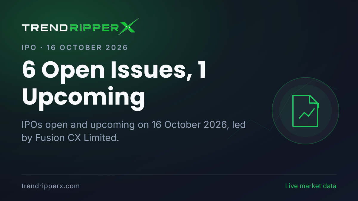 IPO Today (16 October 2026): 6 Open Issues, 1 Upcoming — Dates, Price Band, Subscription