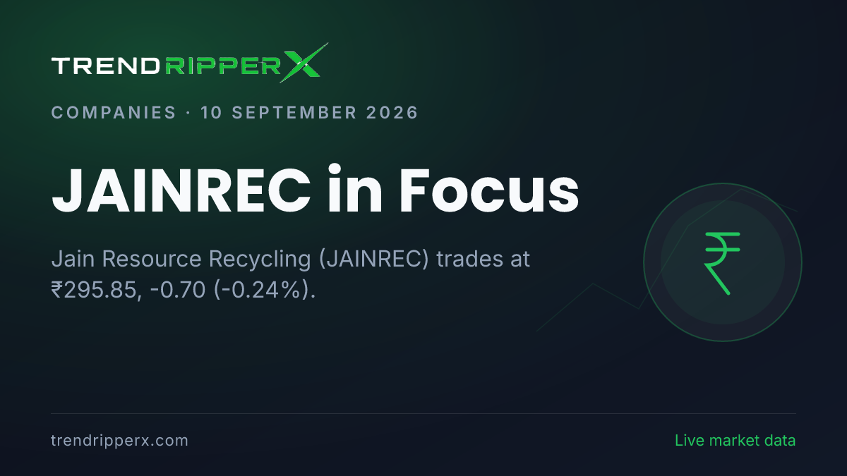 JAINREC in Focus: Jain Resource Recycling Share Price Trades Flat at ₹295.85 on Rising Newsflow