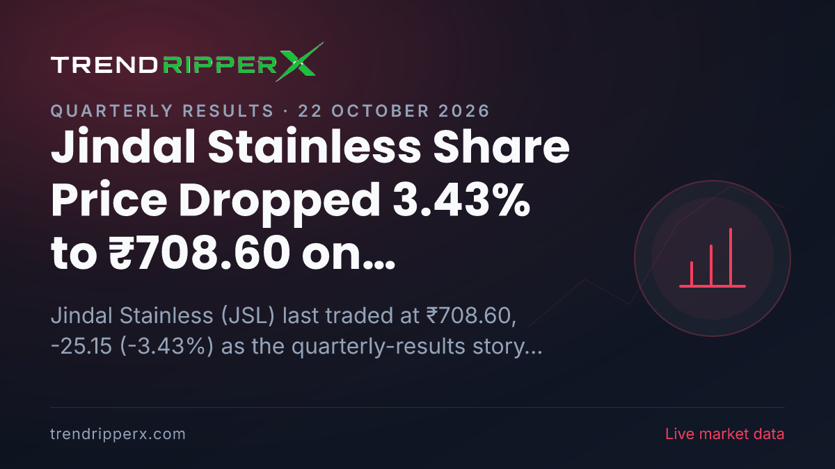 Jindal Stainless Share Price Dropped 3.43% to ₹708.60 on Quarterly Results News — What It Means for Investors