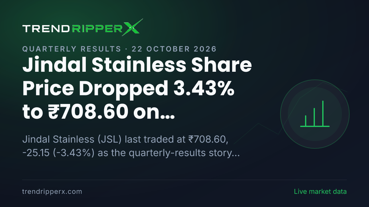 Jindal Stainless Share Price Dropped 3.43% to ₹708.60 on Quarterly Results News — What It Means for Investors