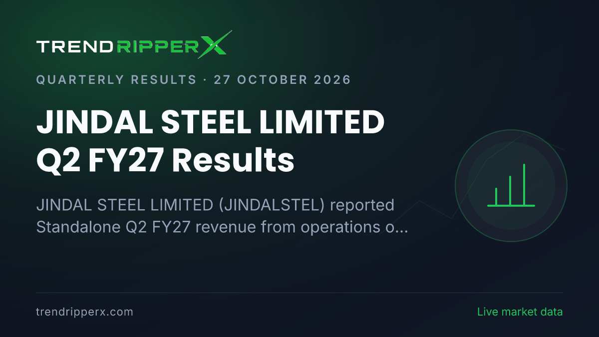 JINDAL STEEL LIMITED Q2 FY27 Results: Net Profit ₹861 cr, Revenue from operations ₹15,270 cr