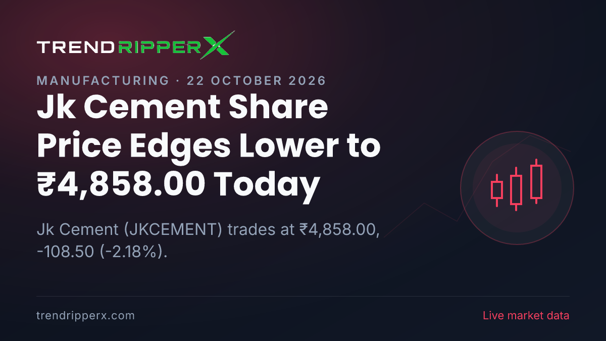 Jk Cement Share Price Edges Lower to ₹4,858.00 Today — Volumes, 52-Week Range and What to Watch Next