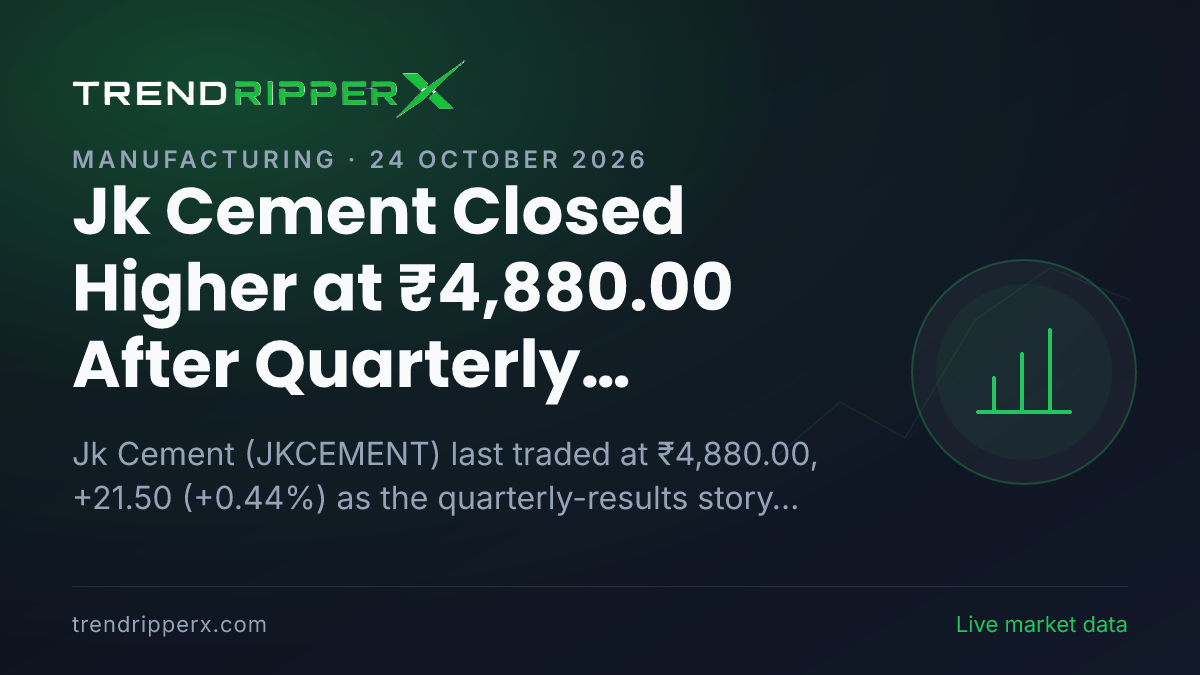 Jk Cement Closed Higher at ₹4,880.00 After Quarterly Results Update — Levels, Volumes and the Follow-Up to Track