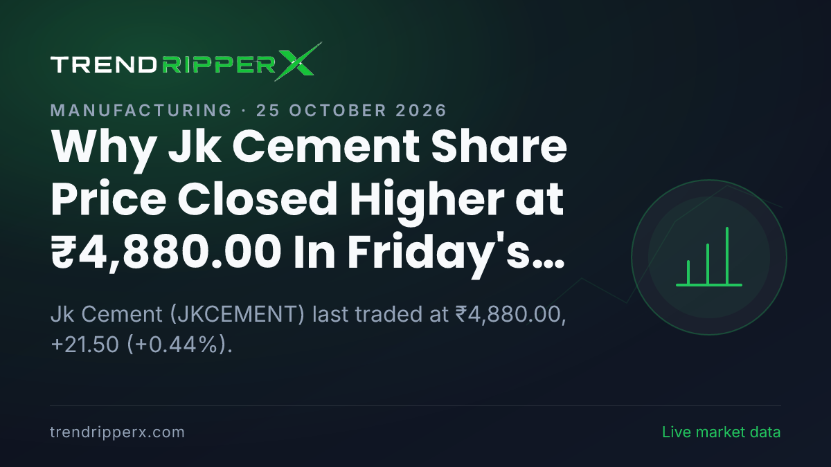 Why Jk Cement Share Price Closed Higher at ₹4,880.00 In Friday's Session: the Quarterly Results Trigger, Explained