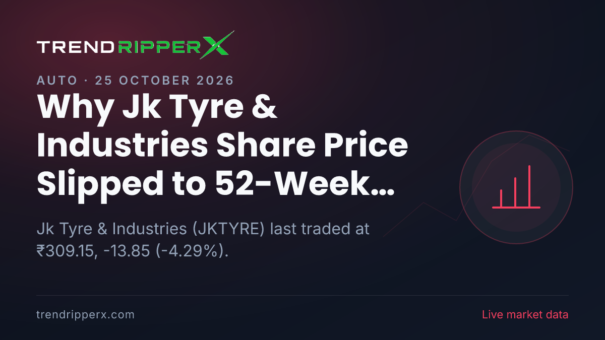 Why Jk Tyre & Industries Share Price Slipped to 52-Week Low In Friday's Session: the Quarterly Results Trigger, Explained