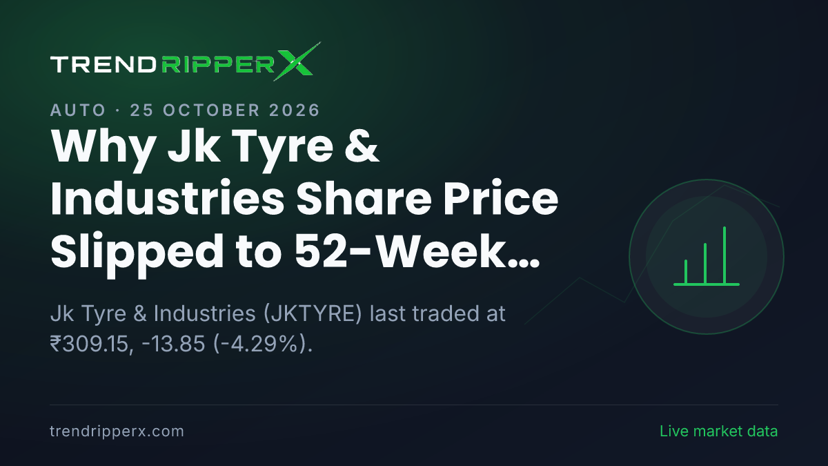 Why Jk Tyre & Industries Share Price Slipped to 52-Week Low In Friday's Session: the Quarterly Results Trigger, Explained
