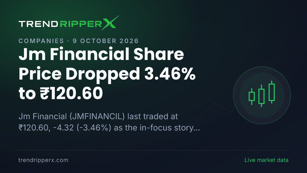 Jm Financial Share Price Dropped 3.46% to ₹120.60: What Is Driving JMFINANCIL In Thursday's Session, and the Levels That Matter