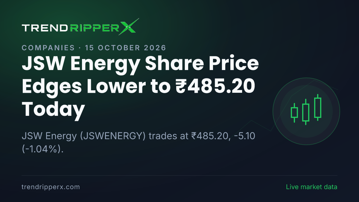 JSW Energy Share Price Edges Lower to ₹485.20 Today — Volumes, 52-Week Range and What to Watch Next