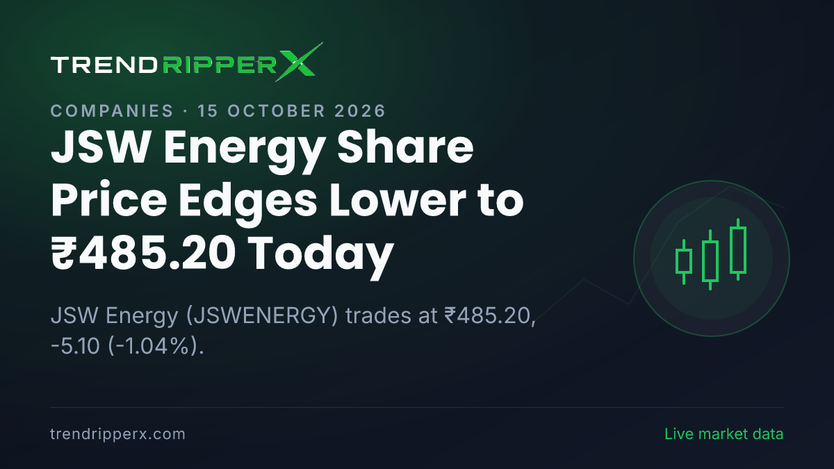 JSW Energy Share Price Edges Lower to ₹485.20 Today — Volumes, 52-Week Range and What to Watch Next