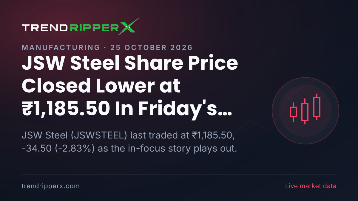 JSW Steel Share Price Closed Lower at ₹1,185.50 In Friday's Session — Volumes, 52-Week Range and What to Watch Next