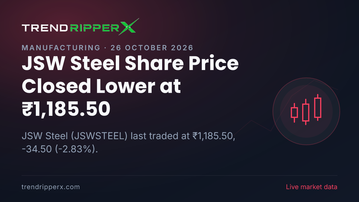 JSW Steel Share Price Closed Lower at ₹1,185.50: What Is Driving JSWSTEEL In Friday's Session, and the Levels That Matter
