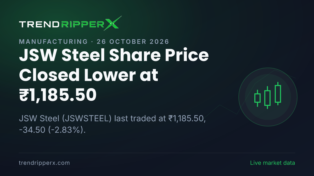 JSW Steel Share Price Closed Lower at ₹1,185.50: What Is Driving JSWSTEEL In Friday's Session, and the Levels That Matter