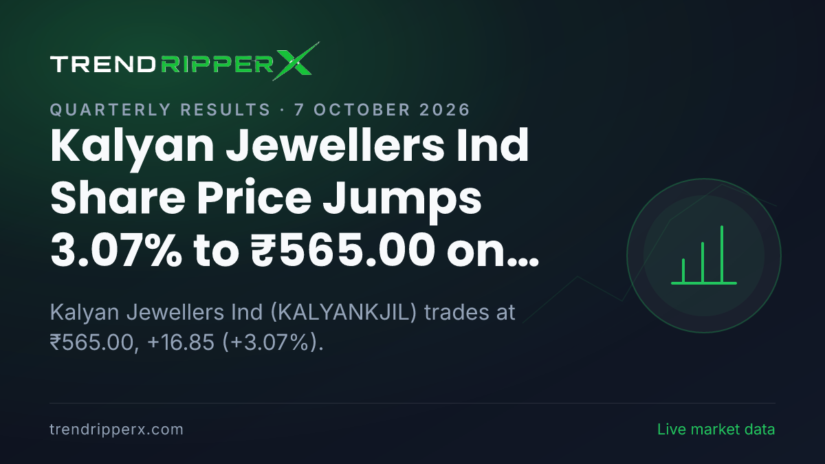 Kalyan Jewellers Ind Share Price Jumps 3.07% to ₹565.00 on Q Results News — What It Means for Investors